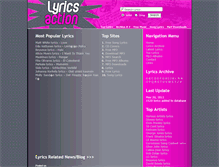 Tablet Screenshot of lyricsaction.com